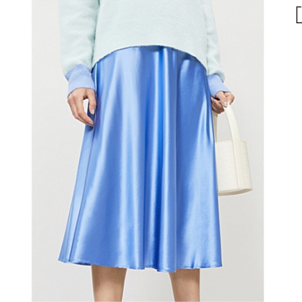 Alsop High-waisted Satin Midi Skirt In Blue Bonnet
